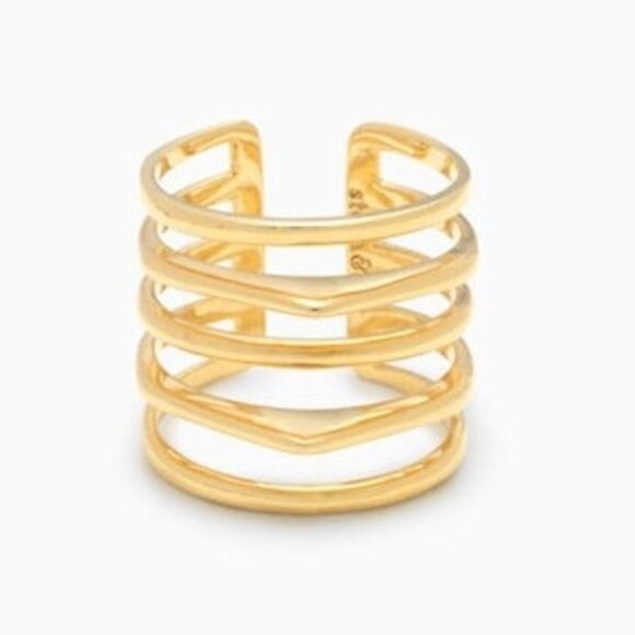 Stella & Dot Maylee Gold Tone Ring Stacked Look - M/L (7-8) - Picture 1 of 5